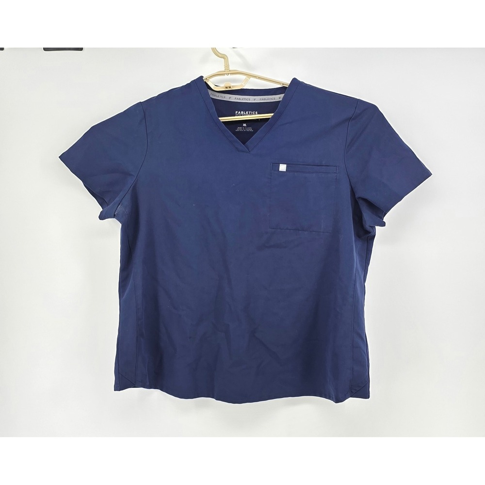 Fabletics Womens Size XL Blue V Neck Performance Scrub Top Medical‎ Workwear